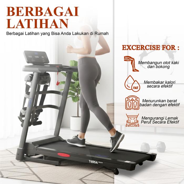 TWEN T695MT Treadmill Listrik Multifungsi Portable Treadmil Gambar produk 4