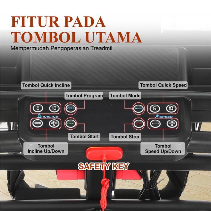 TWEN T695MT Treadmill Listrik Multifungsi Portable Treadmil Gambar produk 3