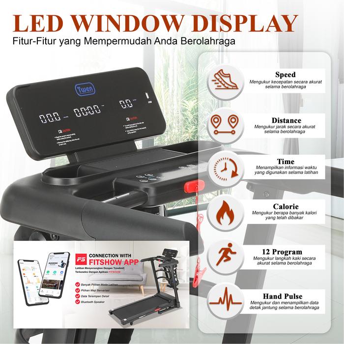 TWEN T695MT Treadmill Listrik Multifungsi Portable Treadmil Gambar produk 2