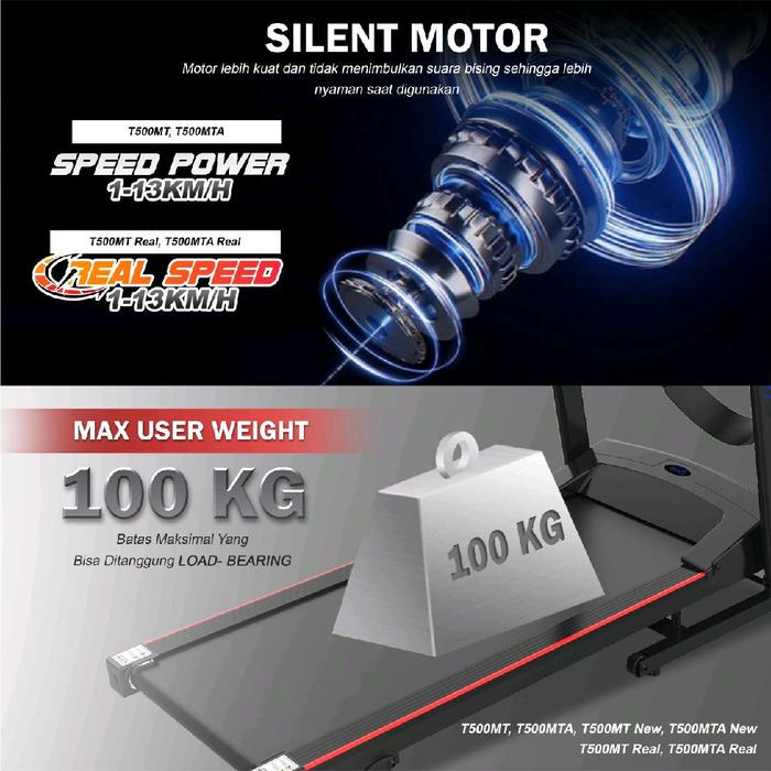 TWEN T500MTA Real Treadmill Listrik Multifungsi Portable Gambar produk 7