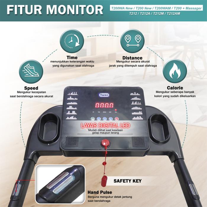 TWEN T200WANew Treadmil Listrik Treadmill Portable Multifungsi Gambar produk 2