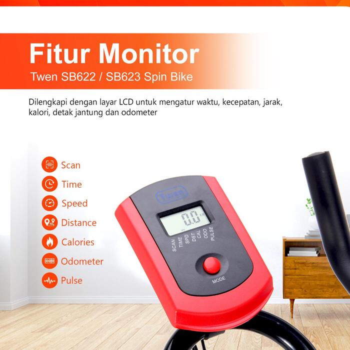 Twen SB622 Spin Bike Sepeda Kardio Statis Fitness Alat Olahraga Gambar produk 5