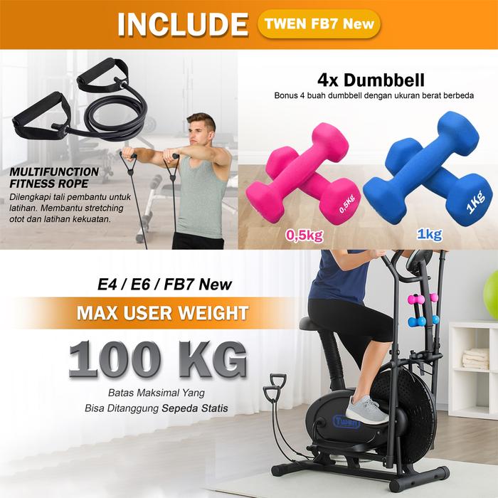 Twen FB7 Putih Elliptical Bike Tracer Cross Trainer Orbitrack Gambar produk 4