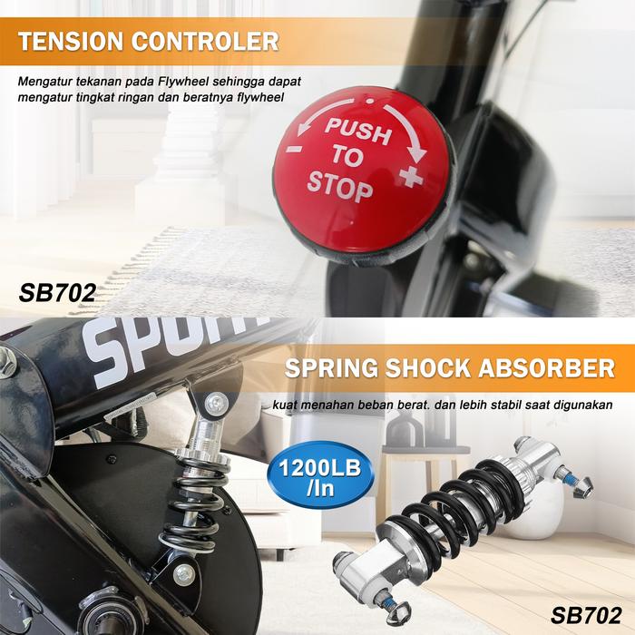 Twen SB701 Red + App Spinning Bike Sepeda Kardio Statis Fitness Gambar produk 3