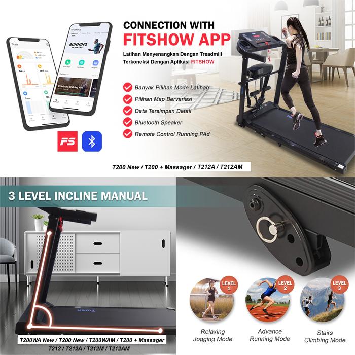 TWEN T200WANew Treadmil Listrik Treadmill Portable Multifungsi Gambar produk 3
