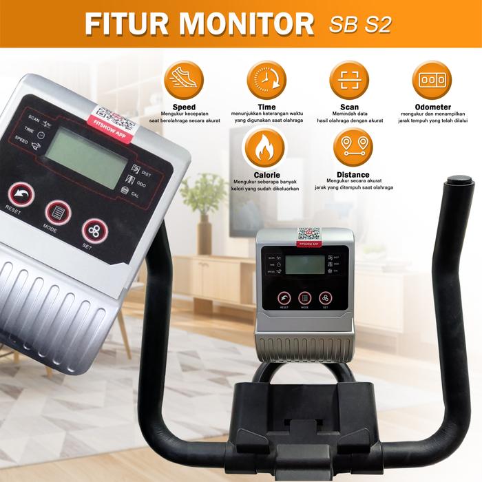 Twen S2 Black + App Spin Bike Sepeda Kardio Statis Fitness Alat Gambar produk 2
