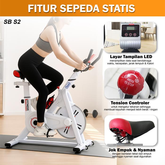 Twen S2 Hitam Spin Bike Sepeda Kardio Statis Fitness Alat Gambar produk 4