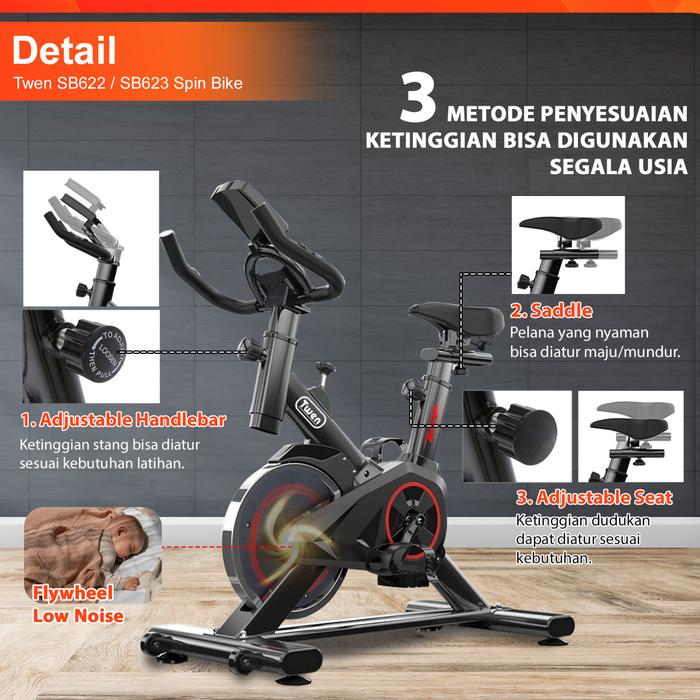 Twen SB622 Spin Bike Sepeda Kardio Statis Fitness Alat Olahraga Gambar produk 4