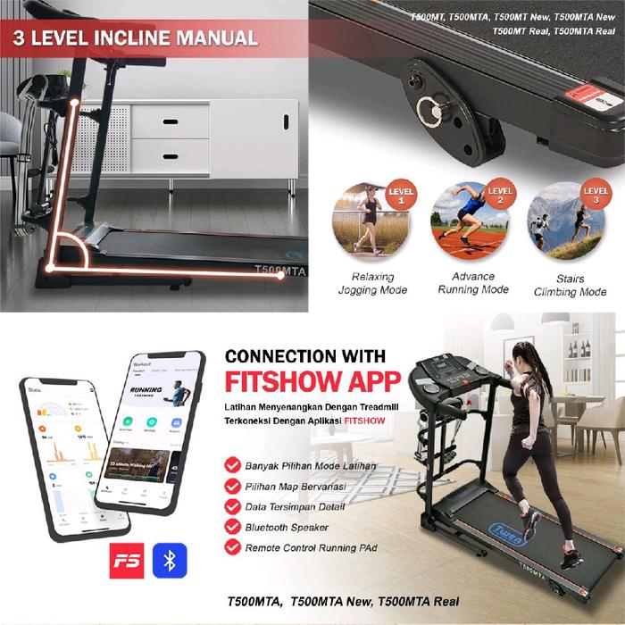 TWEN T500MTA Real Treadmill Listrik Multifungsi Portable Gambar produk 3