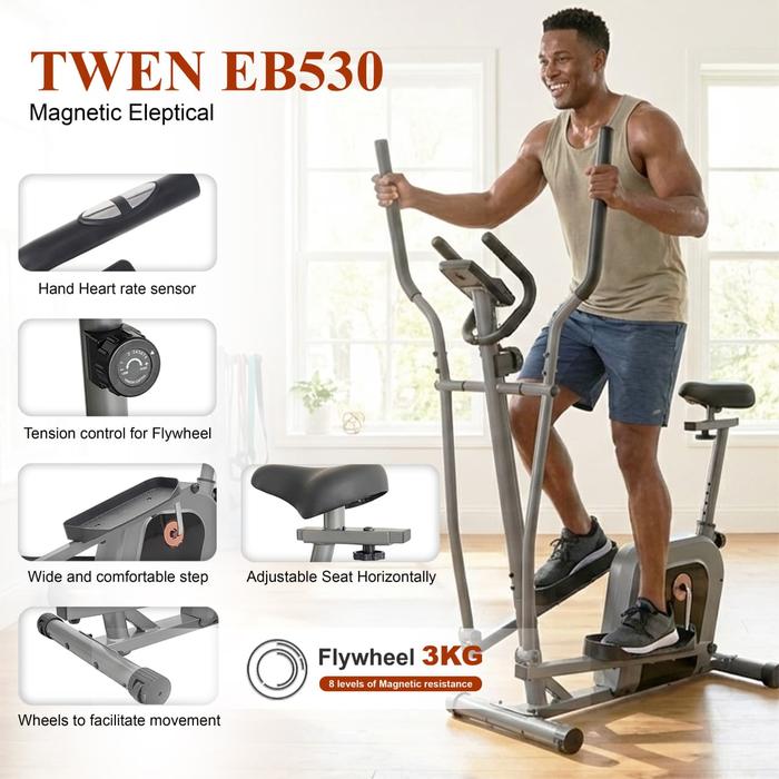 TWEN EB530 Alat Fitness Elliptical Crosstrainer Magnetic Bike - Gambar produk 3