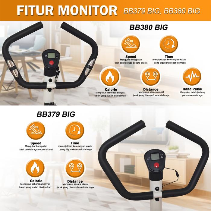 Twen BB380BIG Silver Belt Bike New Big Exercise Fitness Alat Gambar produk 3