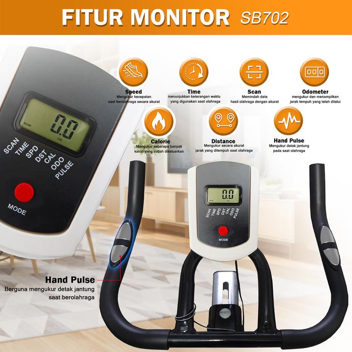 Twen SB701 Red + App Spinning Bike Sepeda Kardio Statis Fitness Gambar produk 5