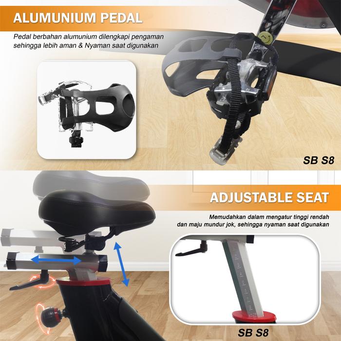 Twen CSB S8 + App Spin Bike Sepeda Kardio Statis Fitness Alat Gambar produk 3