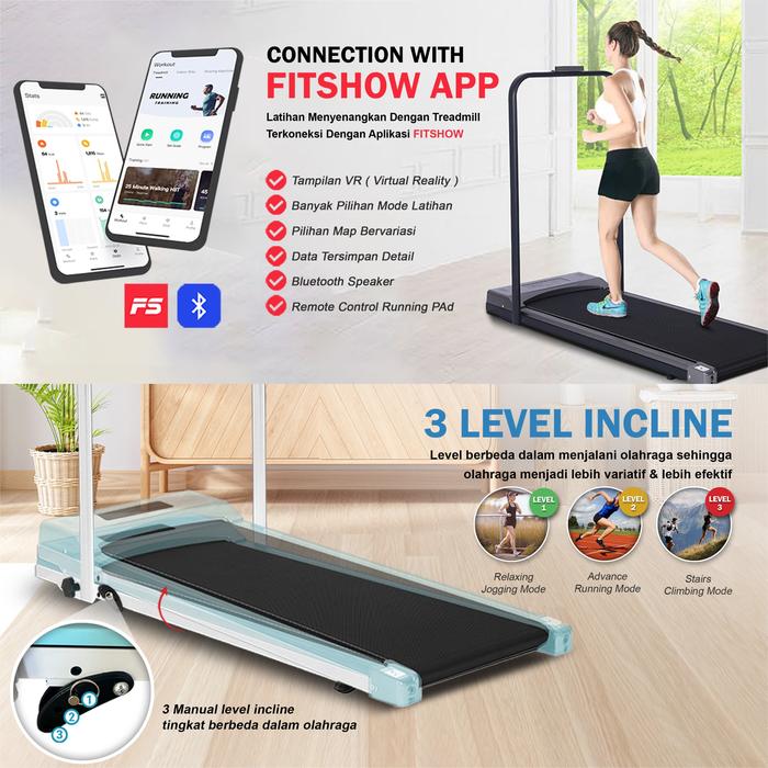 TWEN RP9H Ultra Hitam Running Pad Treadmill Listrik Portable Gambar produk 3