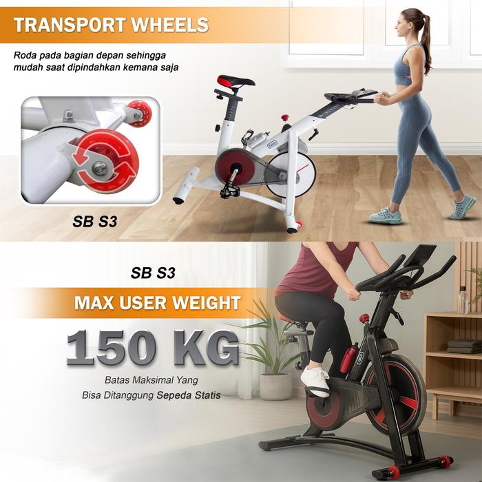 Twen S3 White + App Spin Bike Sepeda Kardio Statis Fitness Alat Gambar produk 5
