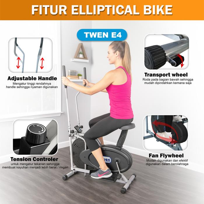 Twen FB7 Putih Elliptical Bike Tracer Cross Trainer Orbitrack Gambar produk 5