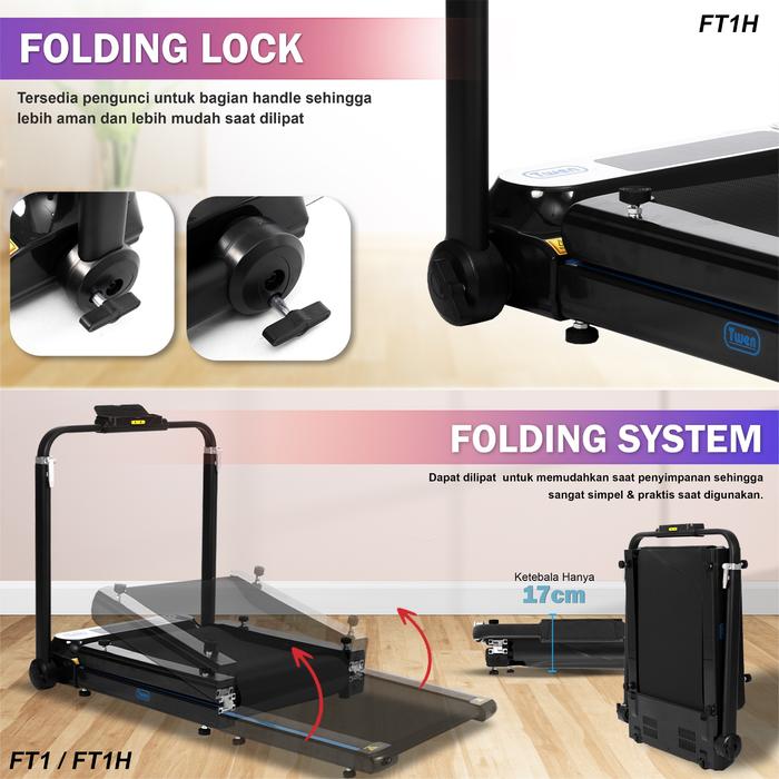 TWEN FT1 Running Pad Treadmill Listrik Portable Multifungsi Gambar produk 5