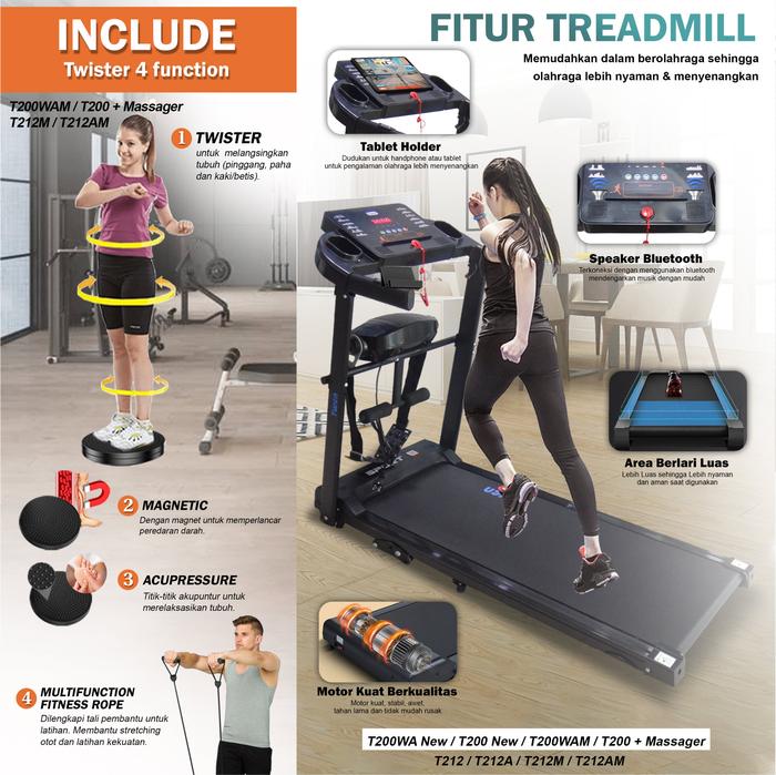 TWEN T200 Treadmil Listrik Treadmill Portable Multifungsi Lipat Gambar produk 6