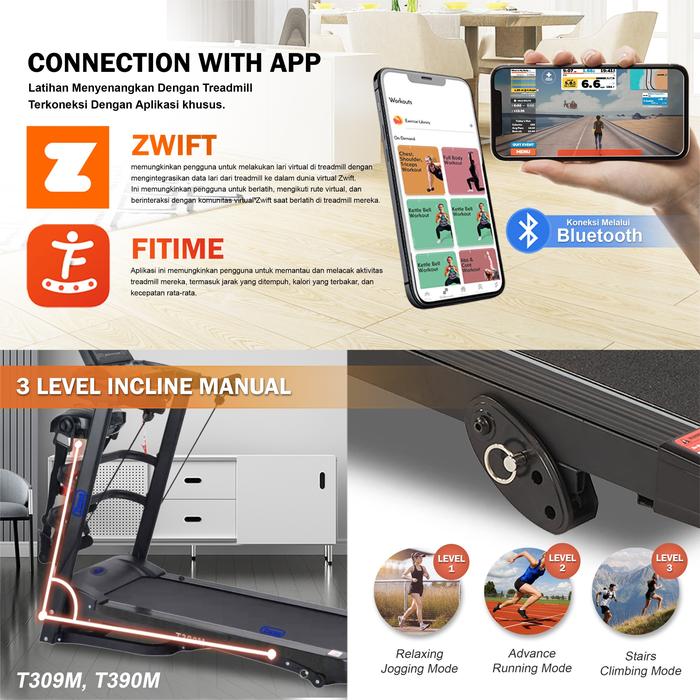 TWEN T309M New Treadmill Listrik Multifungsi Portable Treadmil Gambar produk 3