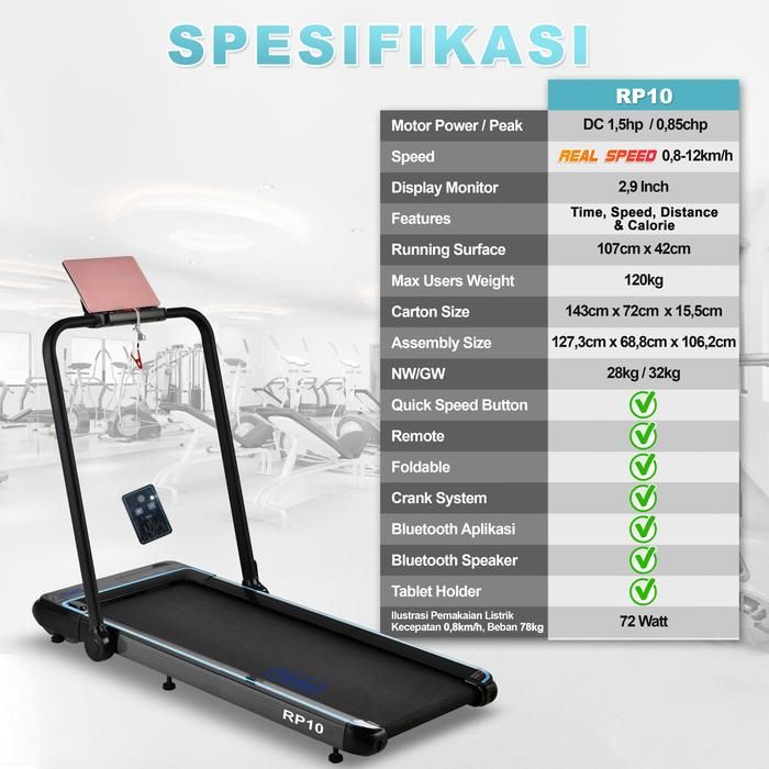 TWEN RP10 Running Pad Treadmill Listrik Portable Multifungsi Gambar produk 8