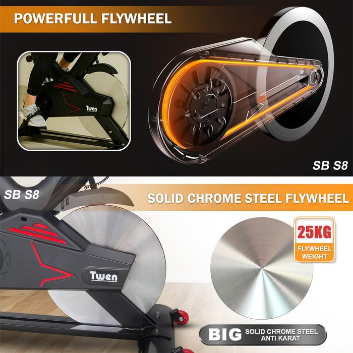 Twen CSB S8 + App Spin Bike Sepeda Kardio Statis Fitness Alat Gambar produk 7