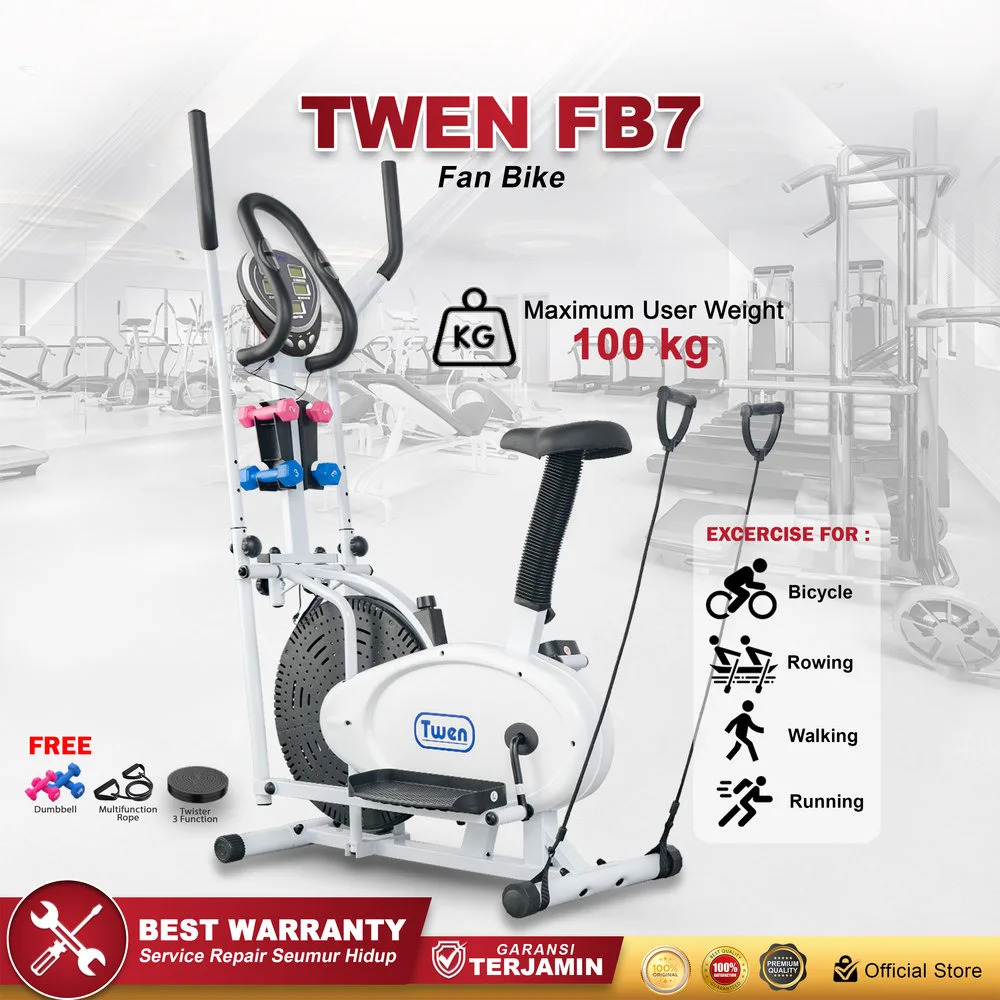 Twen FB7 Putih Elliptical Bike Tracer Cross Trainer Orbitrack