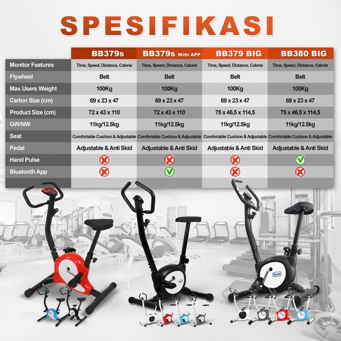 Twen BB380BIG Red Belt Bike New Big Exercise Fitness Alat Gambar produk 5