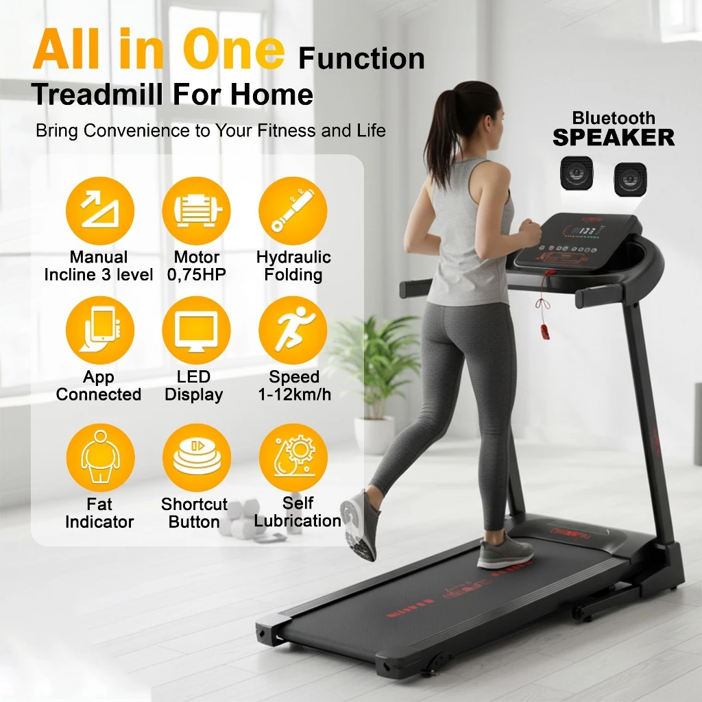 SUPOTSU Kenbi Gold Treadmill Listrik Portable Multifungsi Gambar produk 4