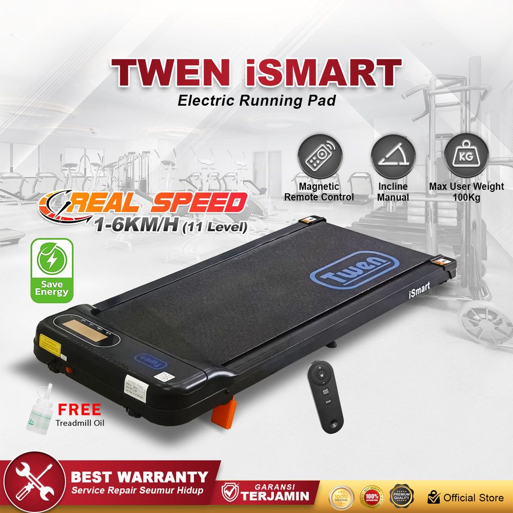 TWEN Ismart Running Pad Treadmill Listrik Treadmill Portable Treadmill Multifungsi Treadmil Lipat Alat Olahraga