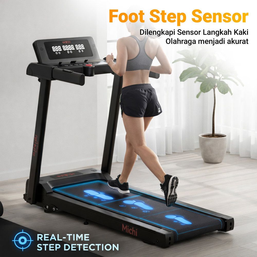 SUPOTSU Michi Hitam Treadmill Listrik Portable Multifungsi Gambar produk 6