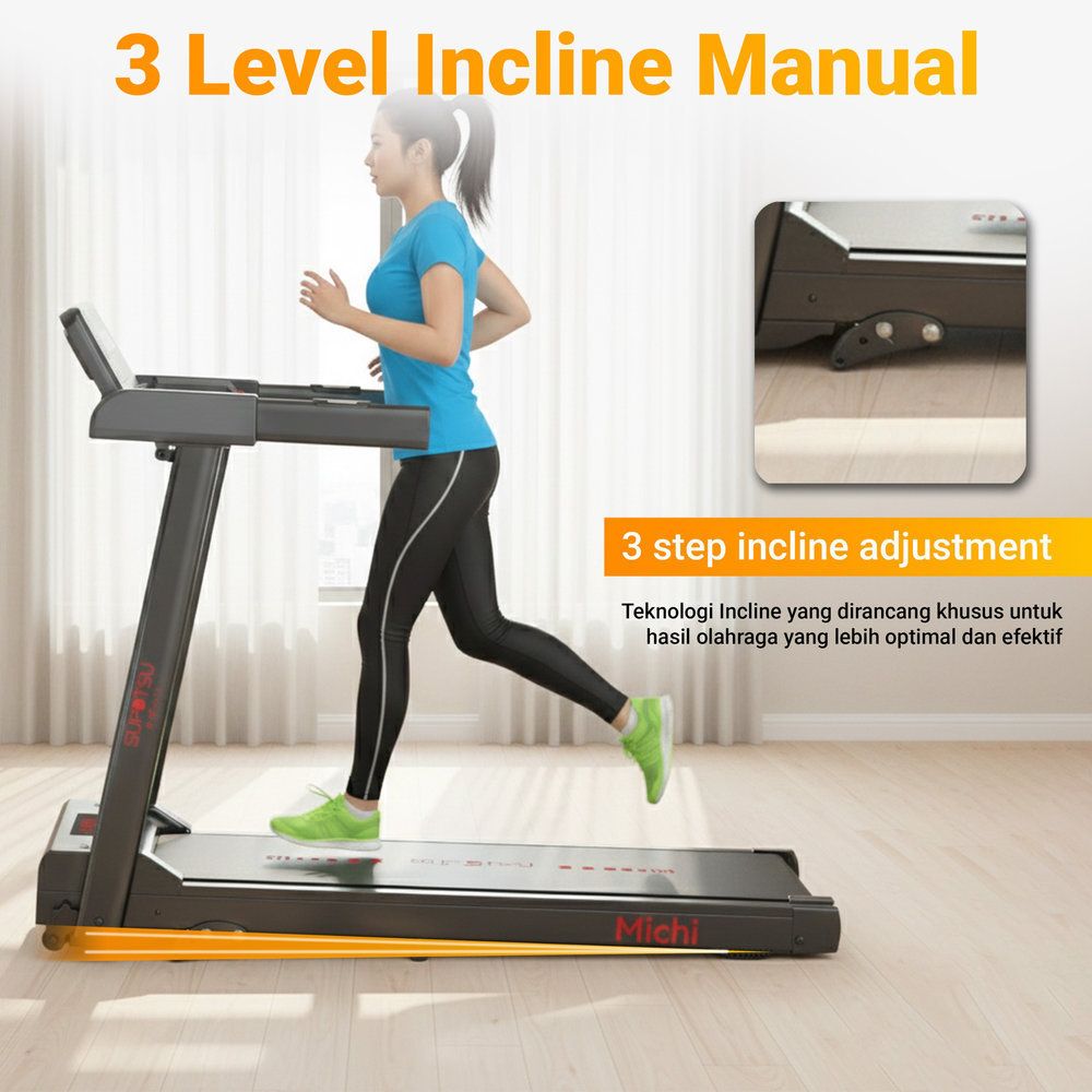 SUPOTSU Michi Gold Multi Treadmill Listrik Portable Multifungsi Gambar produk 7