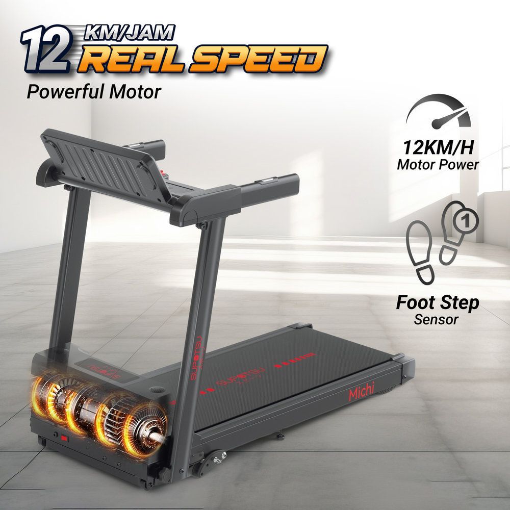 SUPOTSU Michi Gold Multi Treadmill Listrik Portable Multifungsi Gambar produk 3